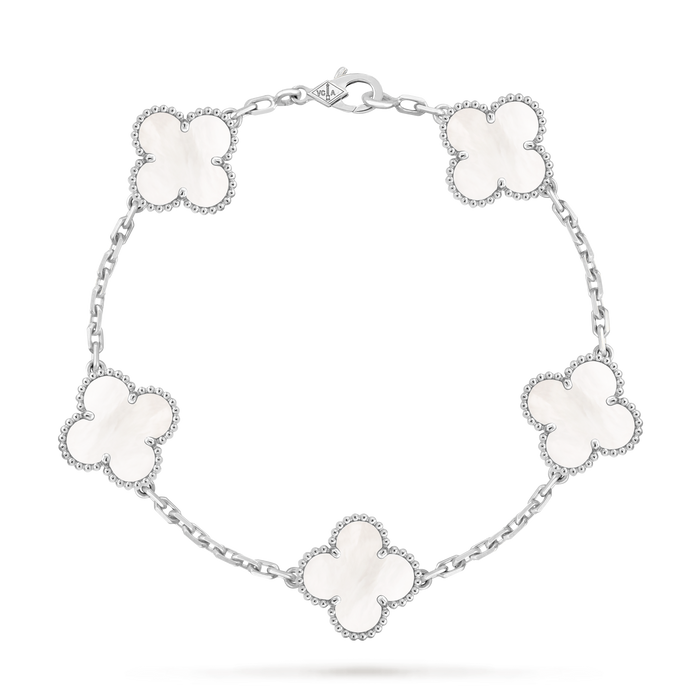 Kleeblatt-Armband 5 Motive — Cremefarbenes Perlmutt