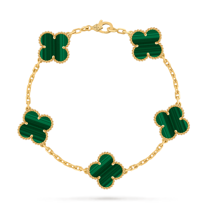 Kleeblatt-Armband 5 Motive — Grüner Malachit