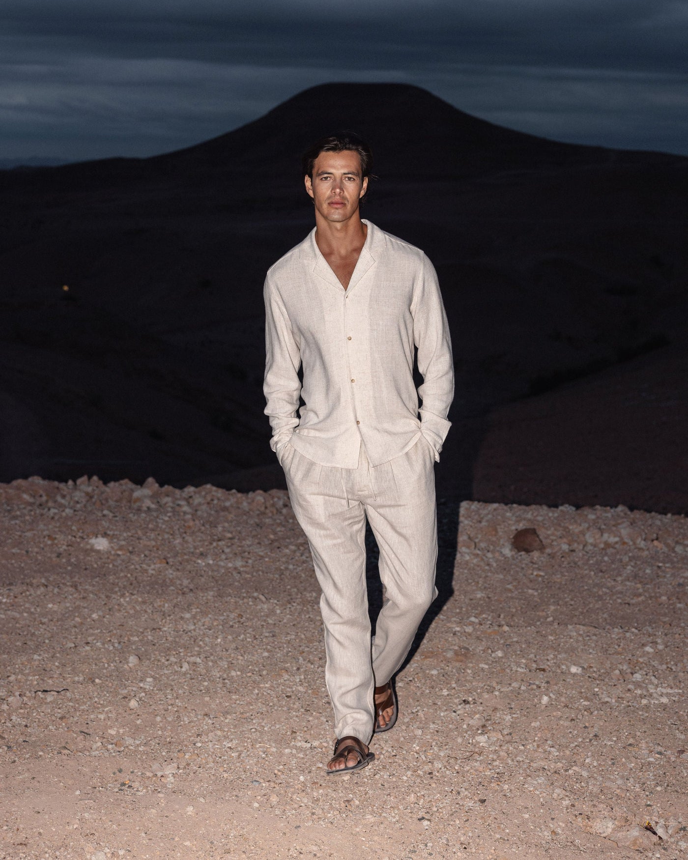 Pantalon Lin pour homme, coloris Avoine — vue 4 | COMOCLO