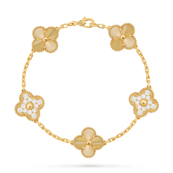 Kleeblatt-Armband 5 Motive — Goldfarben