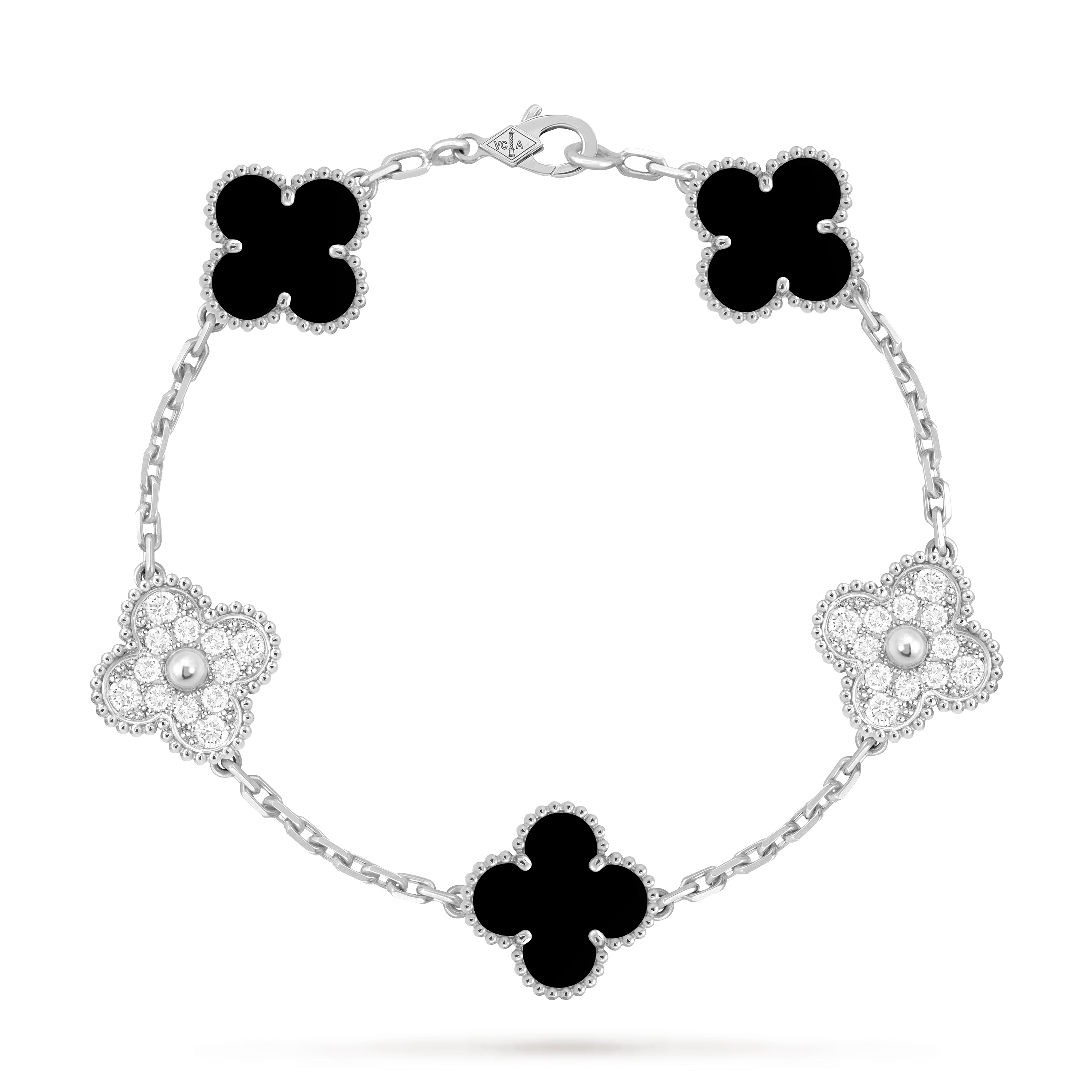 Bracelet Trèfle 5 Motifs — Onyx Noir | COMOCLO