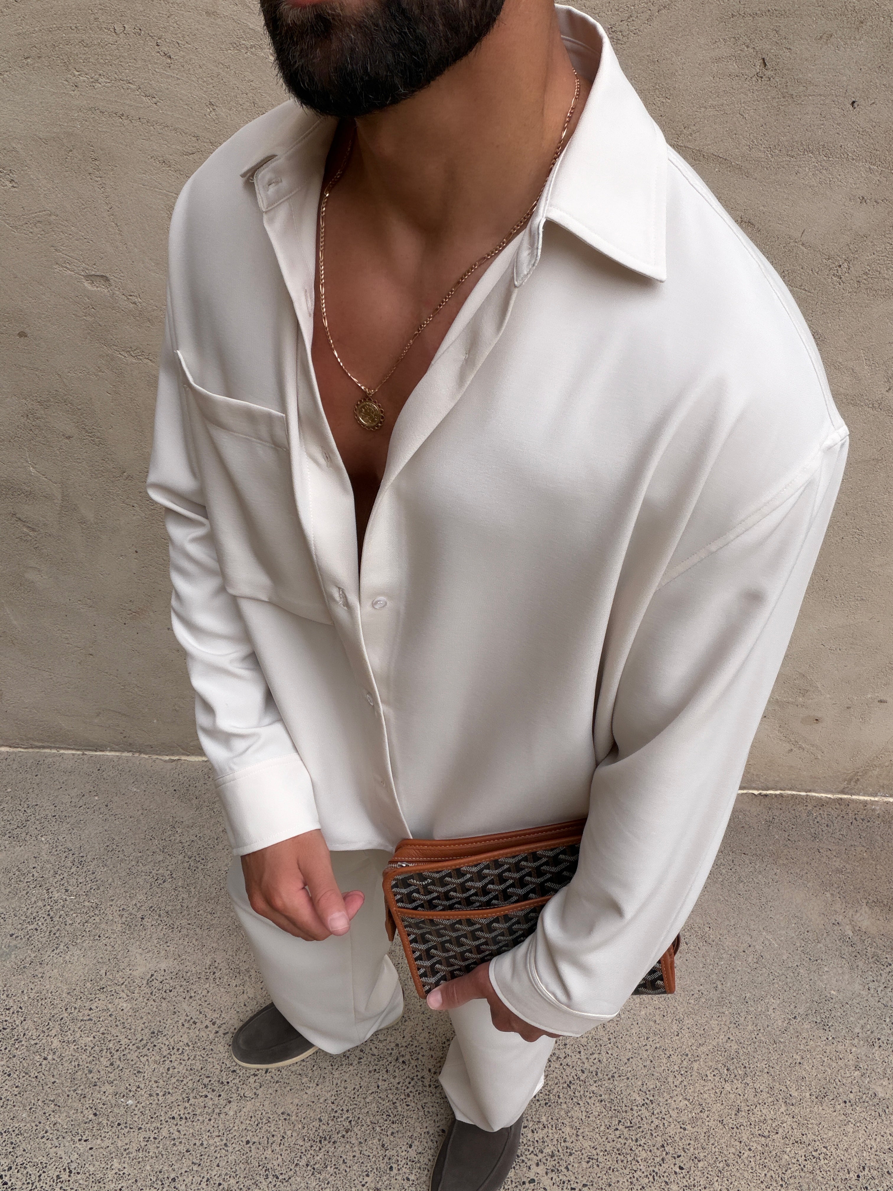 Chemise MILOS pour homme, coloris Pierre — vue 3 | COMOCLO
