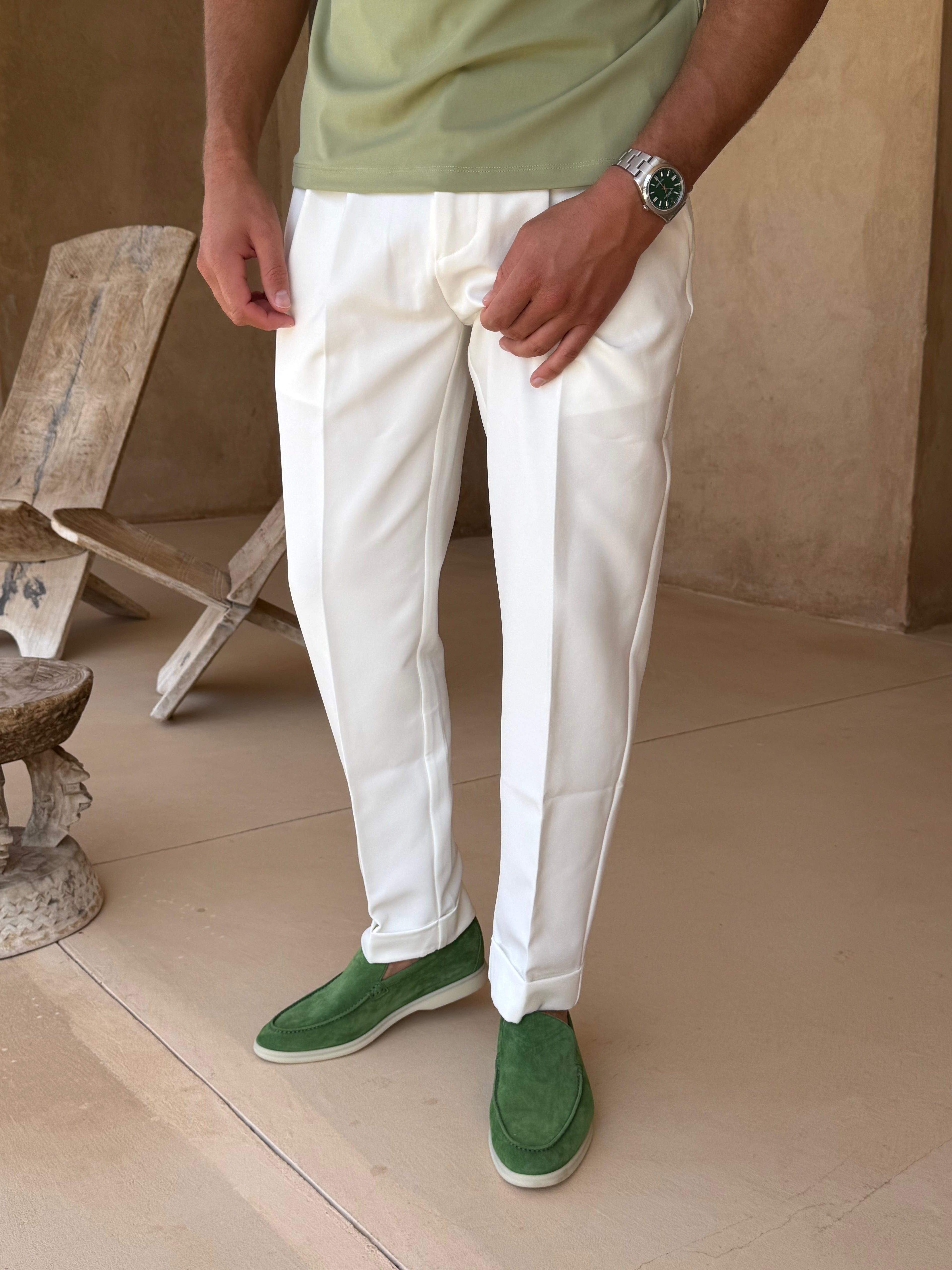 Pantalon Oxford Plissé pour homme, coloris Blanc — vue 3 | COMOCLO