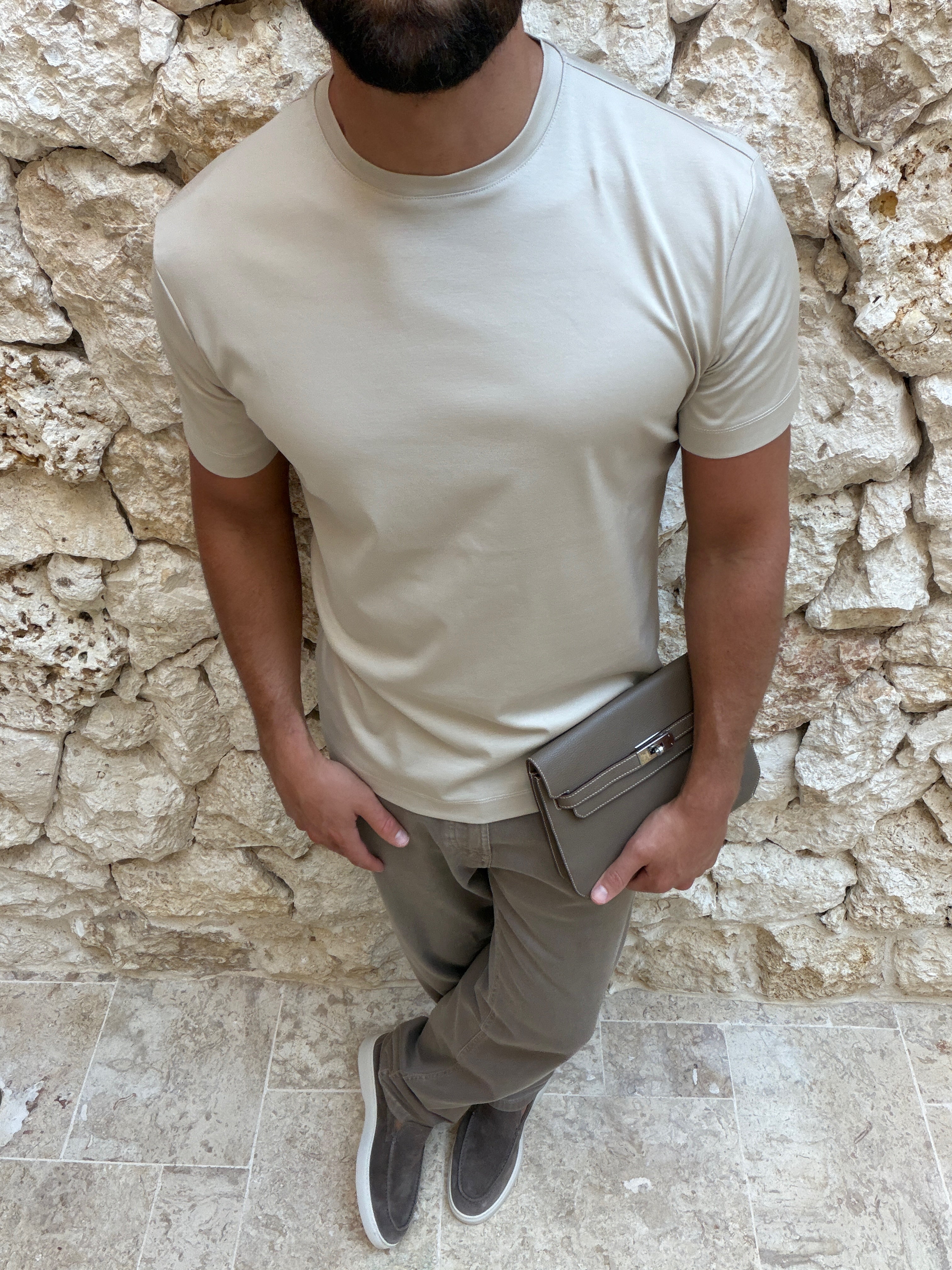 T-shirt Supima pour homme, coloris Pierre — vue 2 | COMOCLO