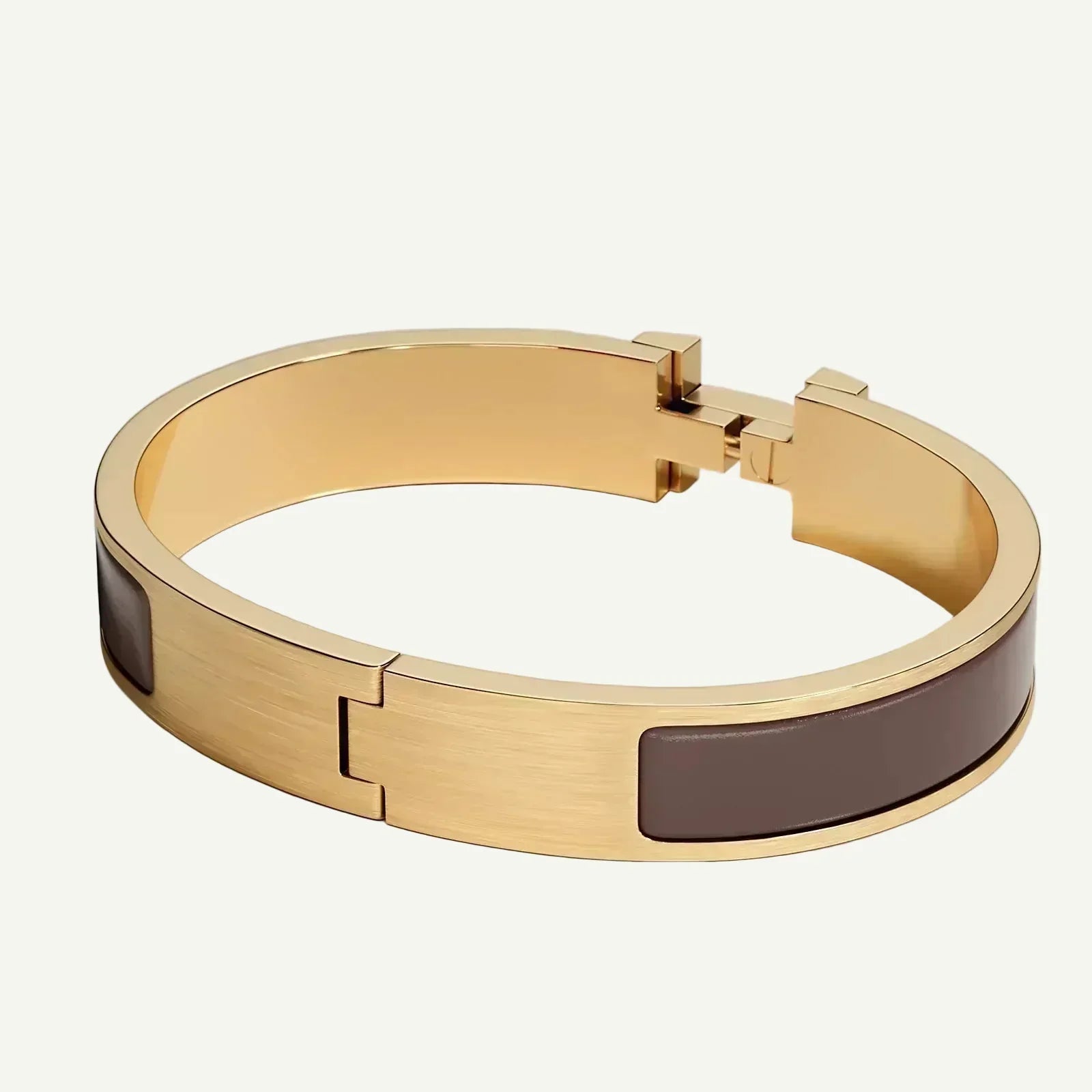 Bracelet Jonc Émail — Cacao & Doré — vue 2 | COMOCLO