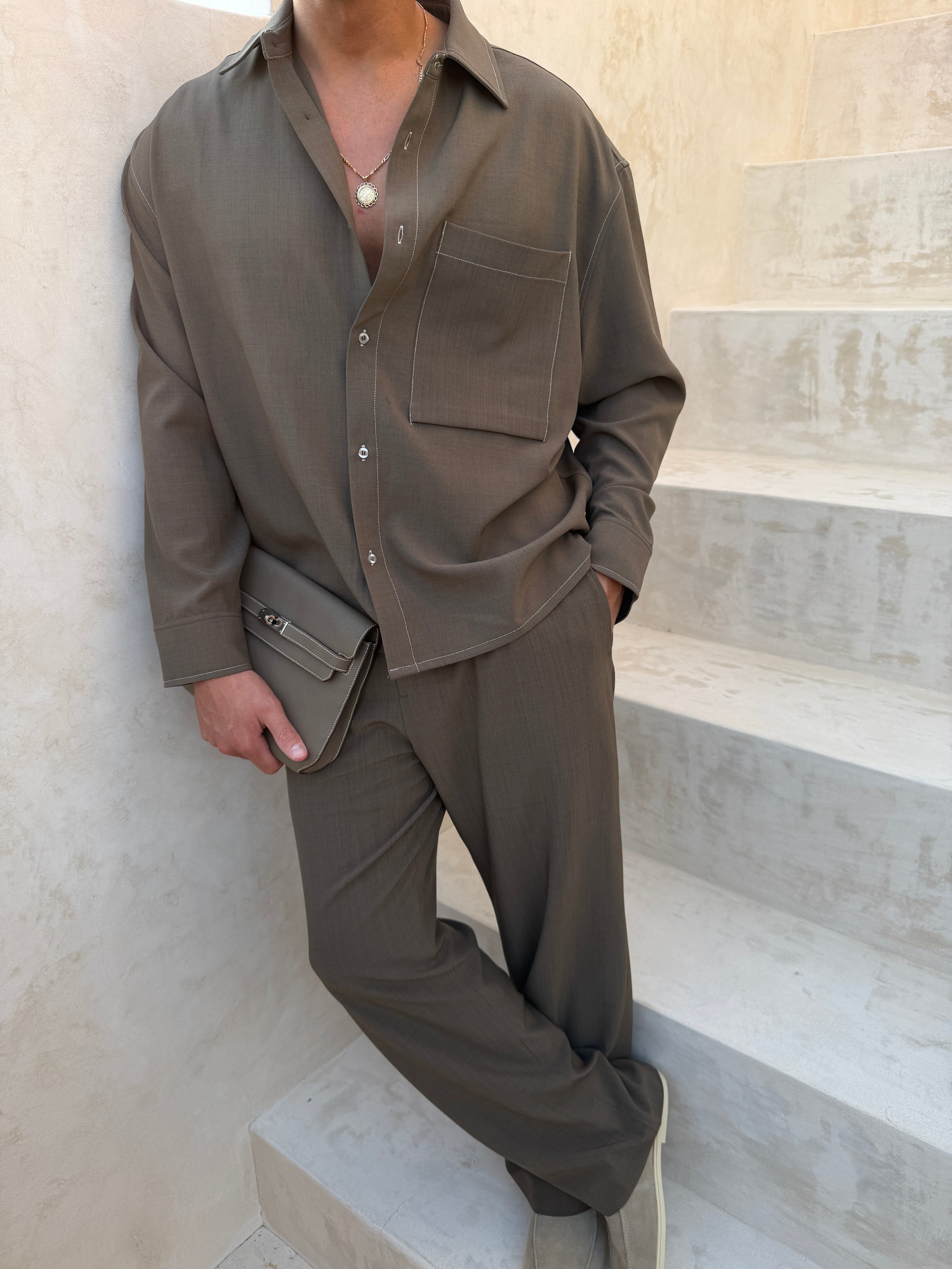 Chemise MILOS Classique pour homme, coloris Brun — vue 3 | COMOCLO