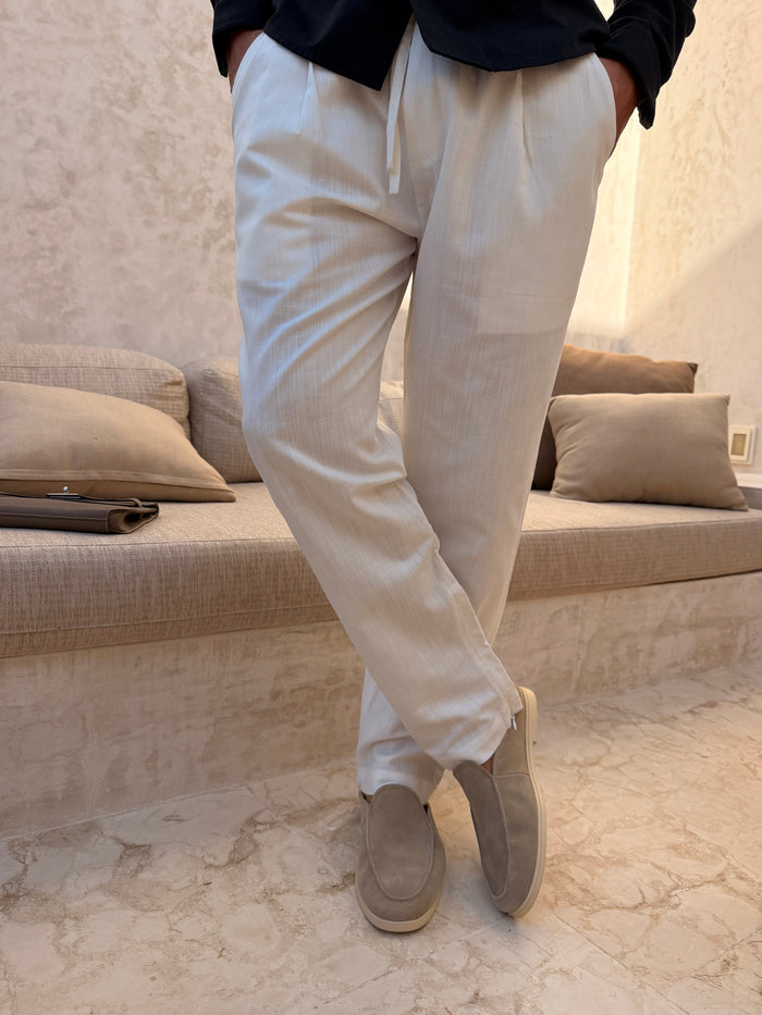 Pantalon RIVÉ Lin Classique — Blanc