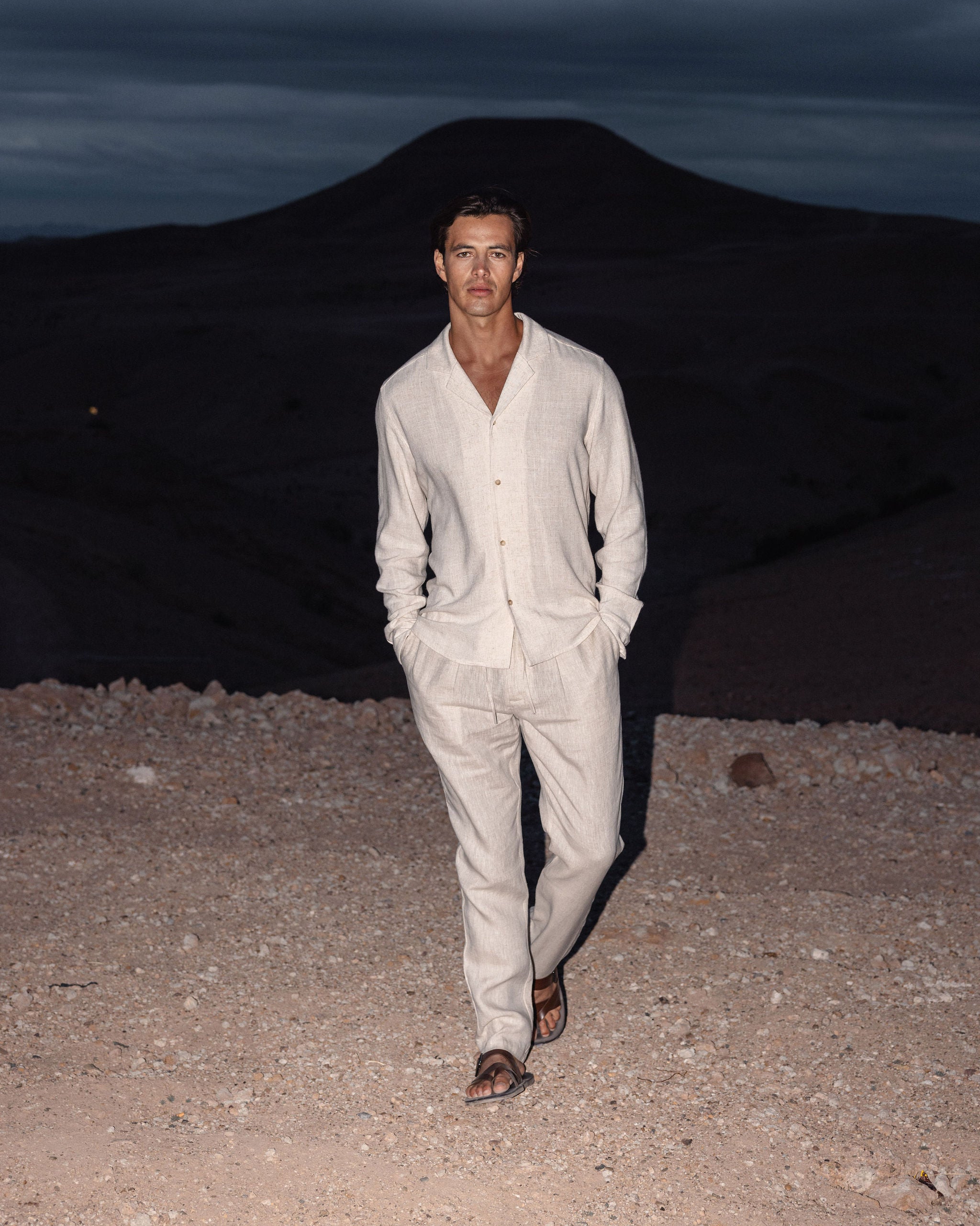 Chemise Lin Col Cubain pour homme, coloris Avoine — vue 8 | COMOCLO