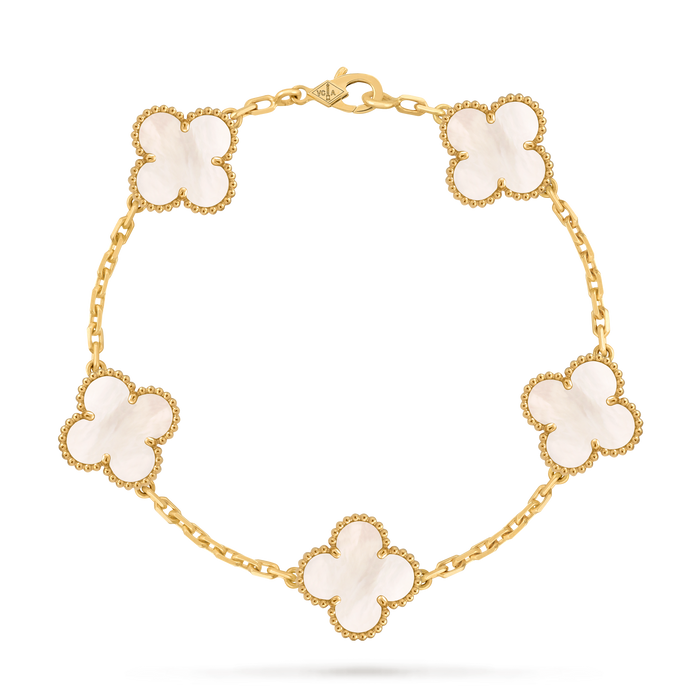 Bracelet Trèfle 5 Motifs — Nacre Blanche