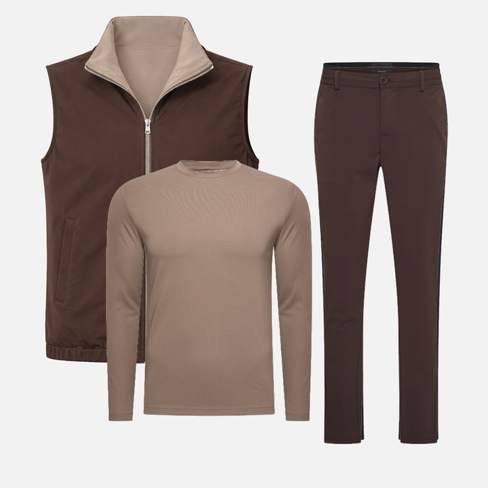 Wendbares Set (Langarm) — Espresso / Taupe