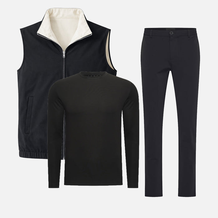 Wendbares Set (Langarm) — Schwarz / Creme