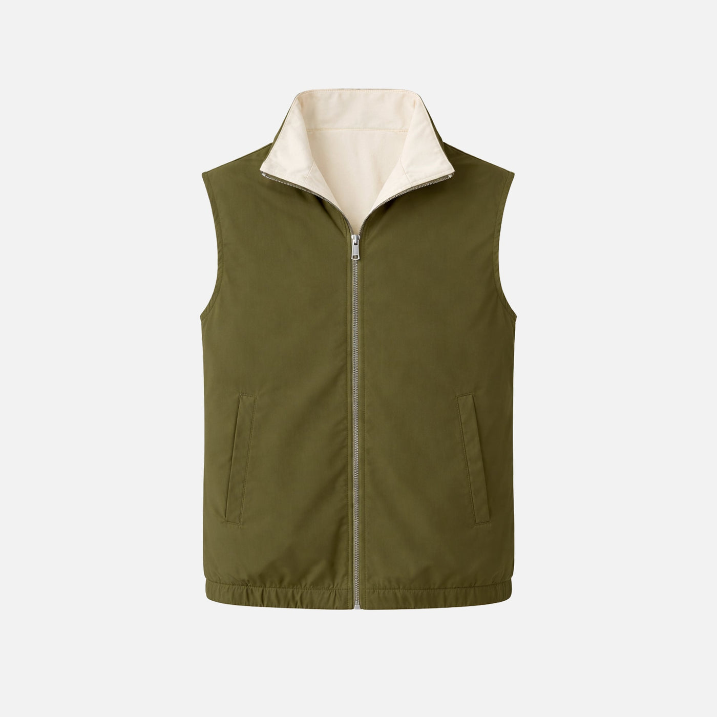 Gilet Réversible Voyage — Olive / Crème