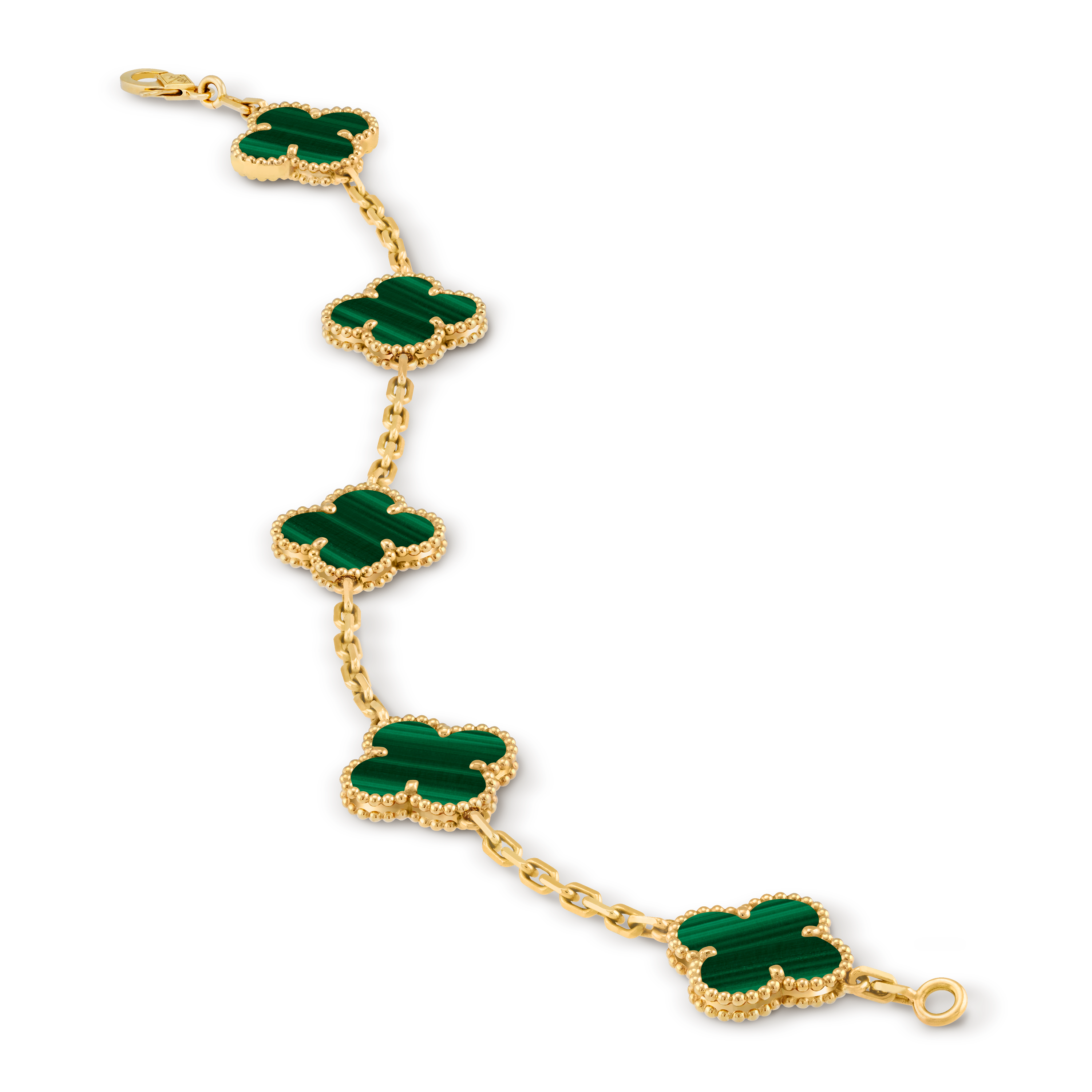 Bracelet Trèfle 5 Motifs — Malachite Verte — vue 2 | COMOCLO