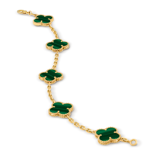 Bracelet Trèfle 5 Motifs — Malachite Verte — vue 2 | COMOCLO