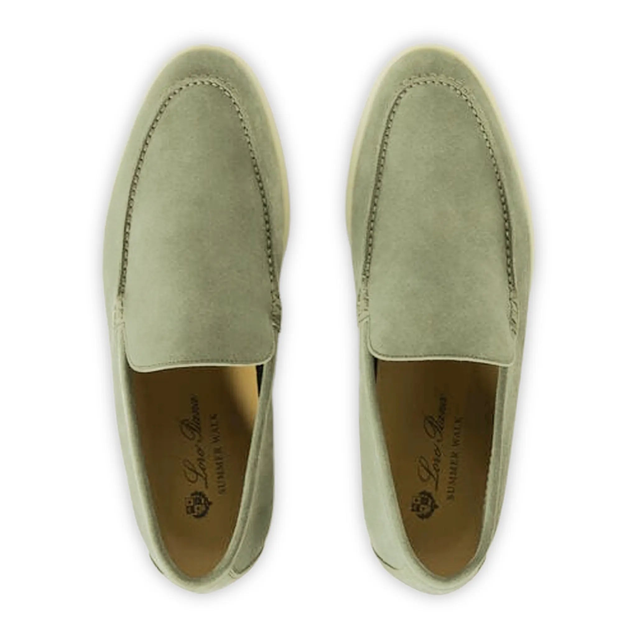 Mocassins Daim — Vert — vue 3 | COMOCLO