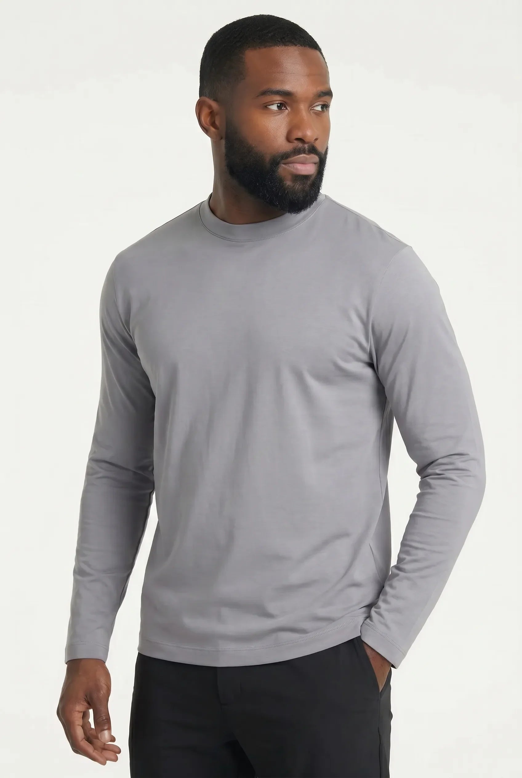 T-shirt Manches Longues Luxe pour homme, coloris Gris Perle — vue 2 | COMOCLO
