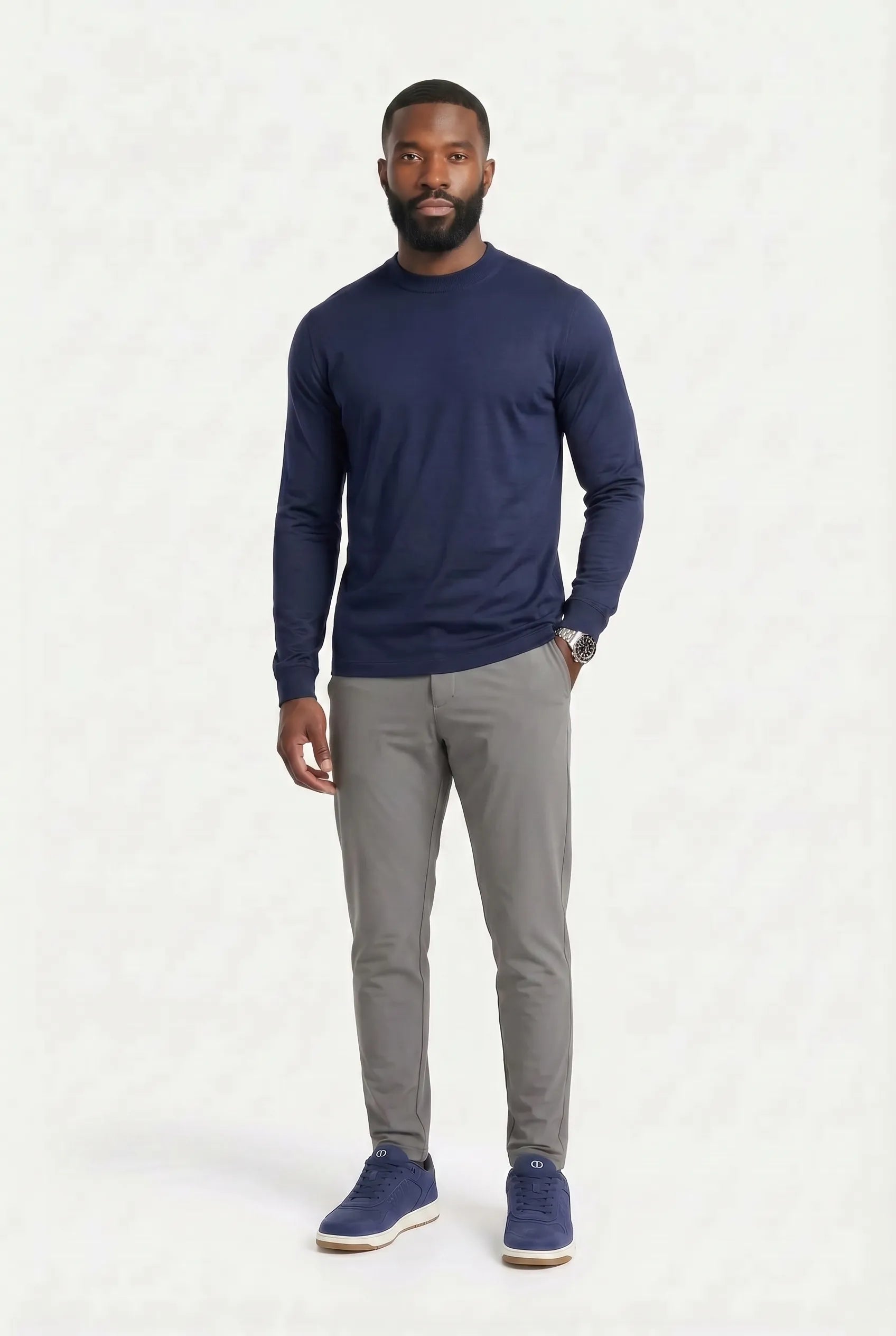 T-shirt Manches Longues Luxe pour homme, coloris Bleu Marine | COMOCLO