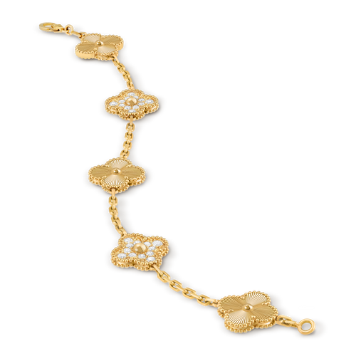 Bracelet Trèfle 5 Motifs — Doré — vue 2 | COMOCLO